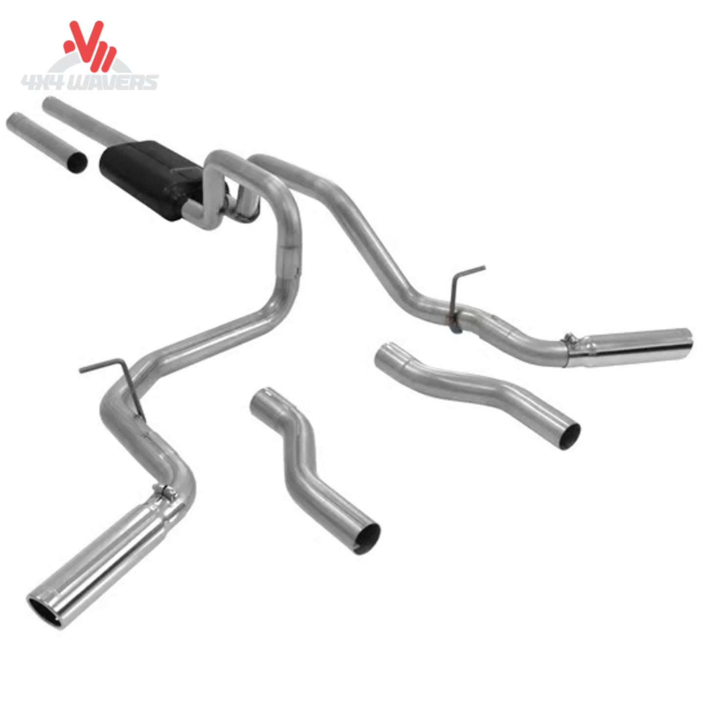 Complete stainless steel Flowmaster Force II cat-back exhaust kit with Super 50 muffler SKU 817492