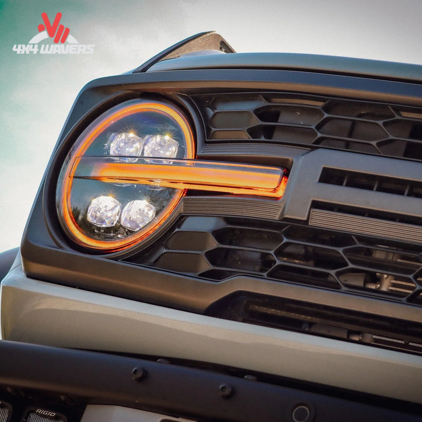 Ford Bronco equipped with AlphaRex NOVA-series projector headlights for enhanced visibility
