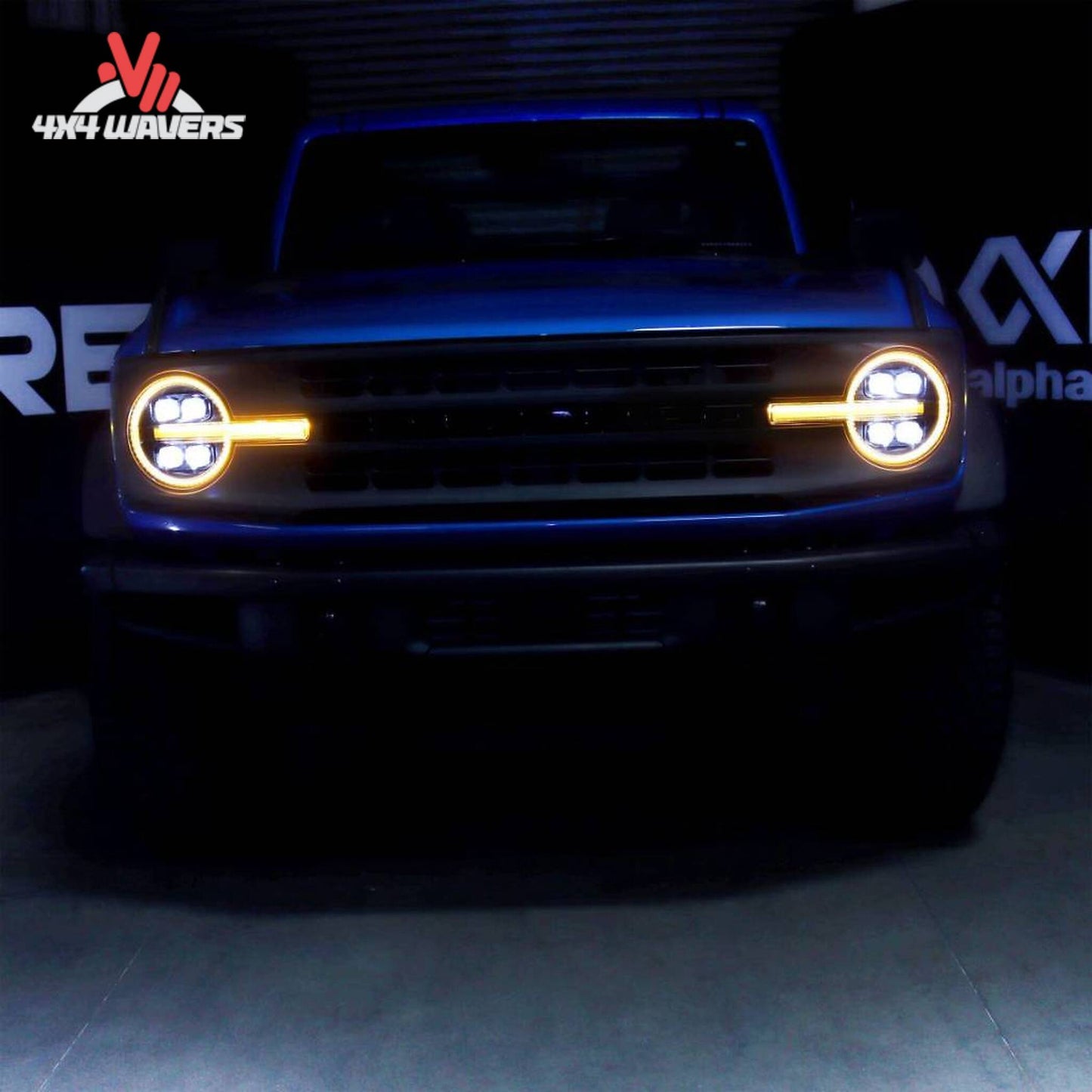 Ford Bronco equipped with AlphaRex NOVA-series projector headlights for enhanced visibility