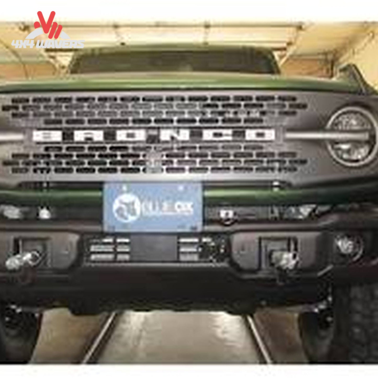 Ford Bronco equipped with Blue Ox BX2692 flat towing baseplate system