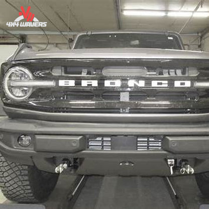 Ford Bronco equipped with Blue Ox BX2698 flat tow baseplate system