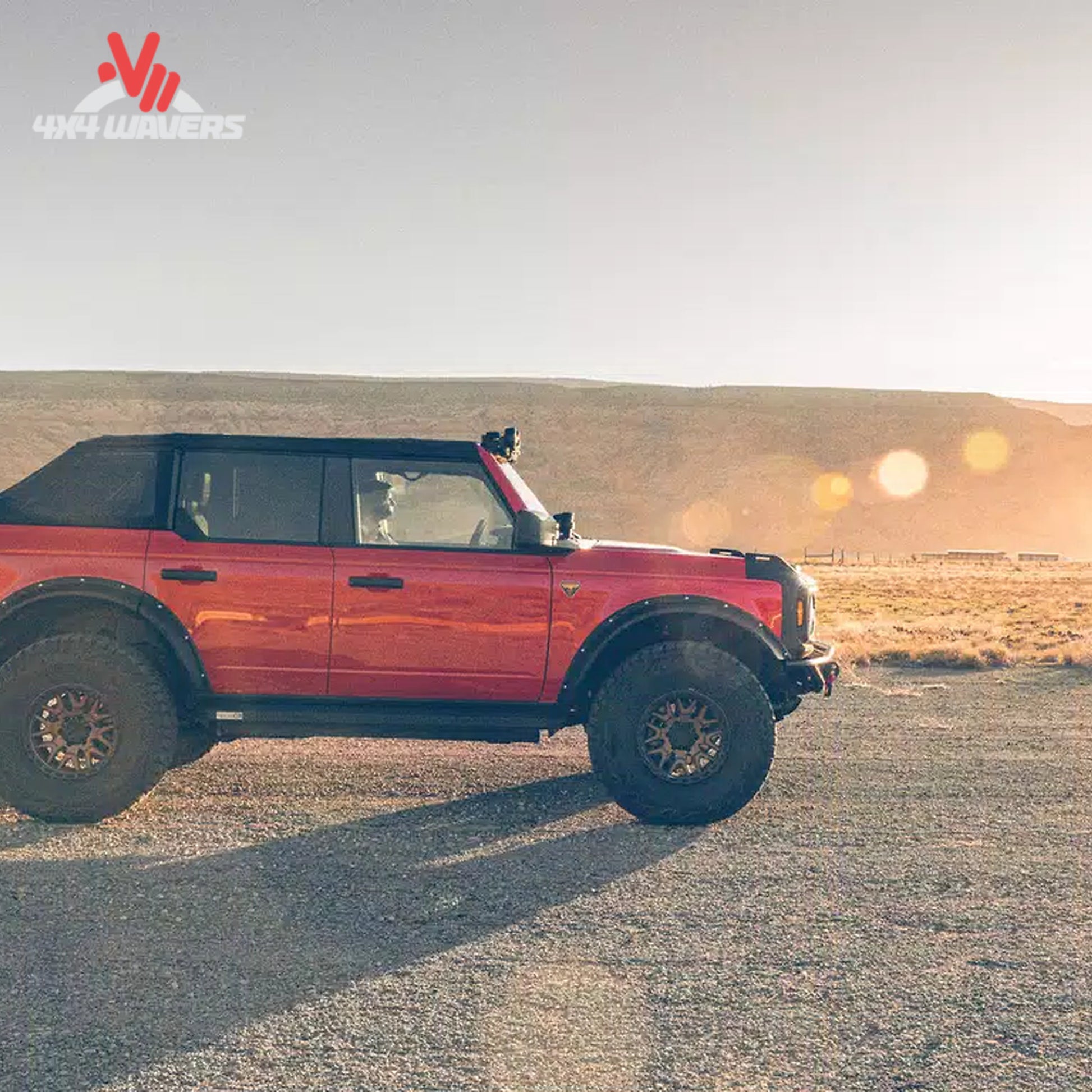 Modified Ford Bronco equipped with Havoc EVOC fender flares during overlanding and trail use