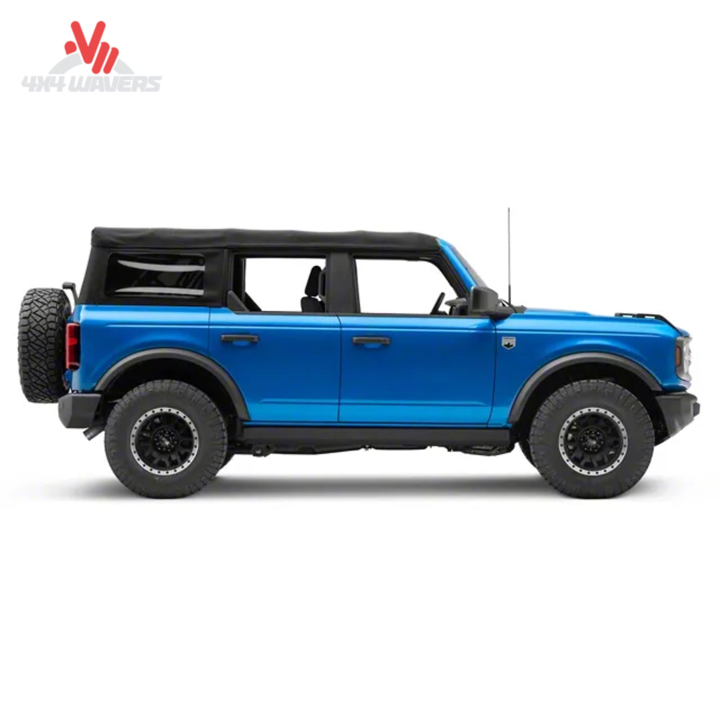 Go Rhino E1 power steps installed on lifted Ford Bronco