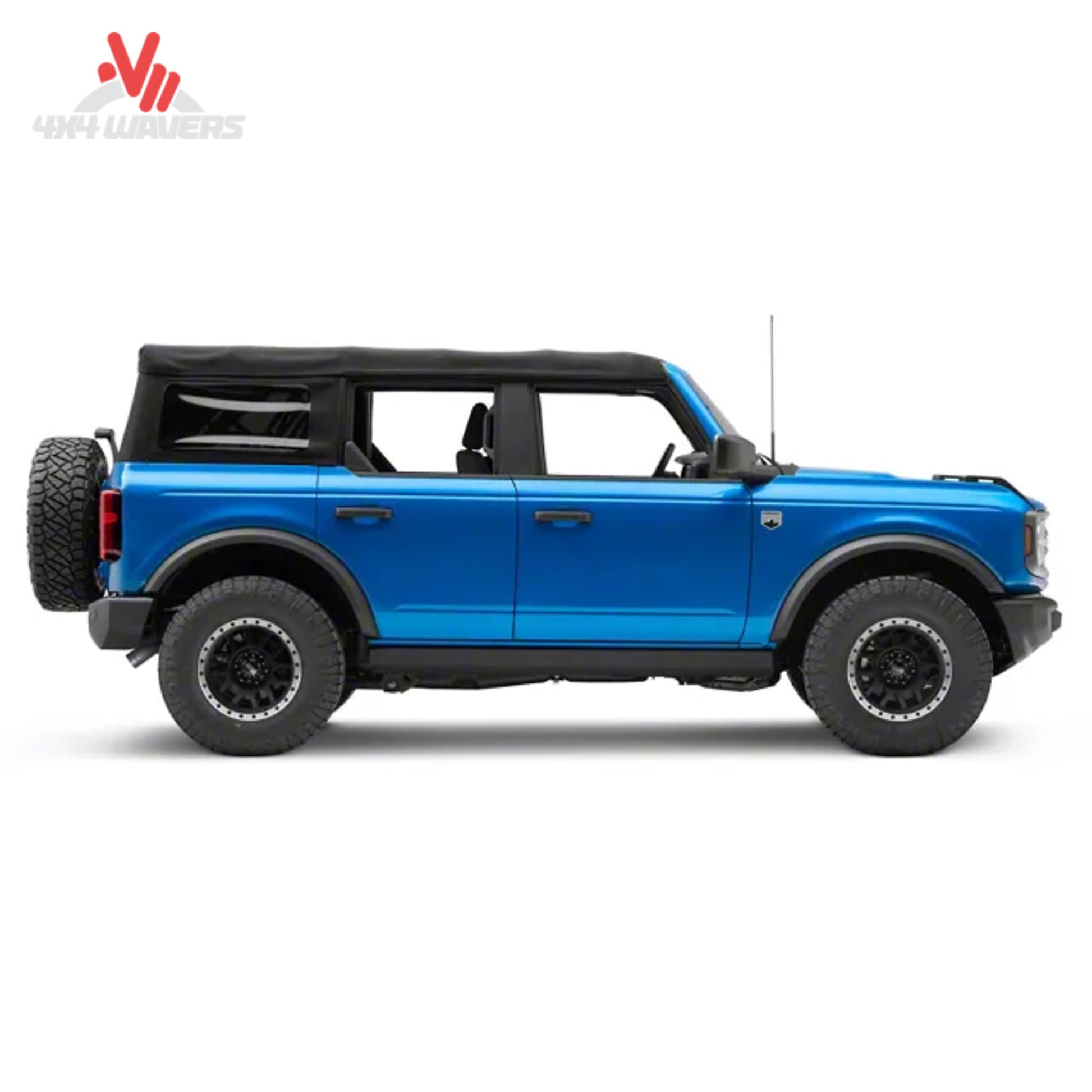 Go Rhino E1 power steps installed on lifted Ford Bronco