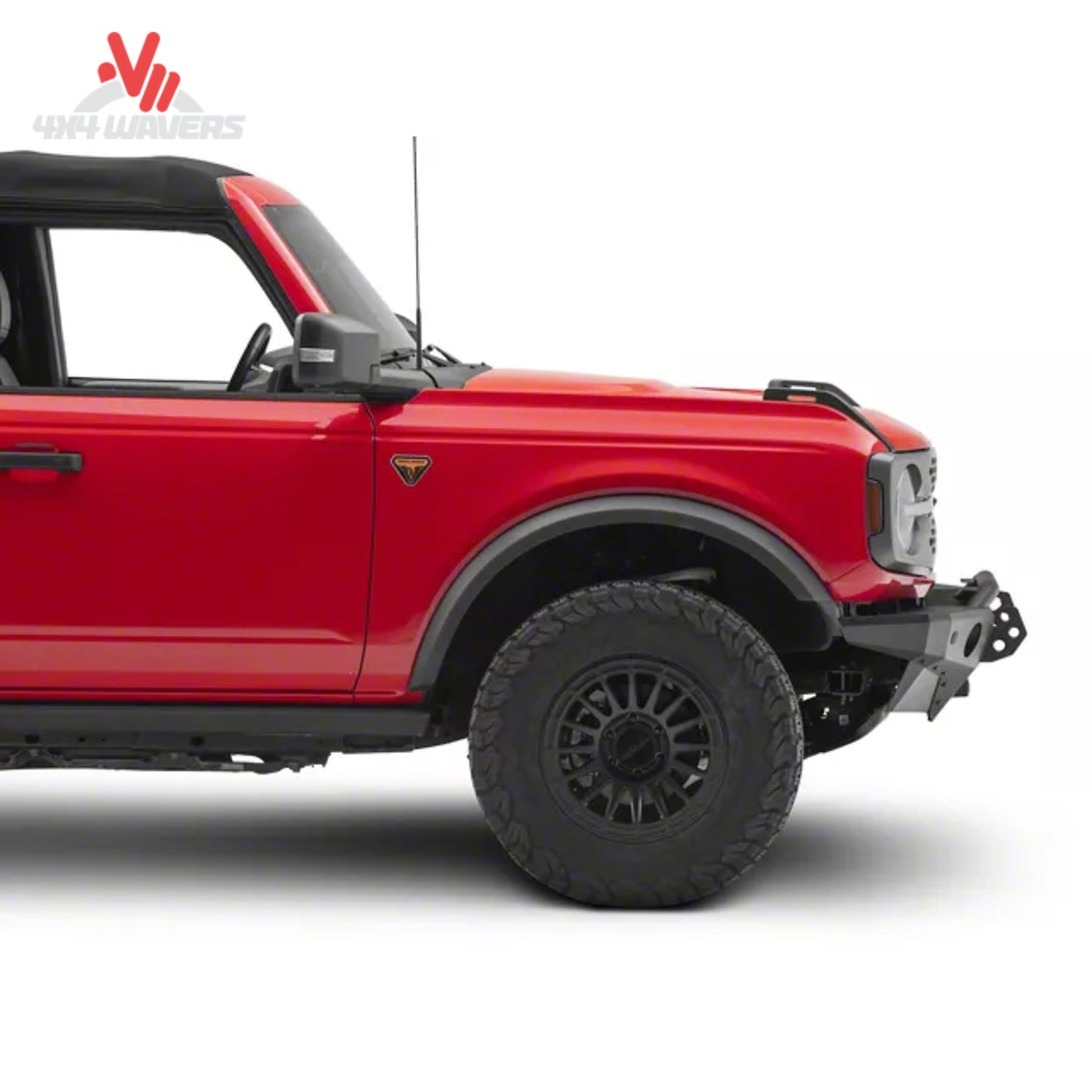 Ford Bronco equipped with Havoc Steel Bender bumper on rugged off-road terrain