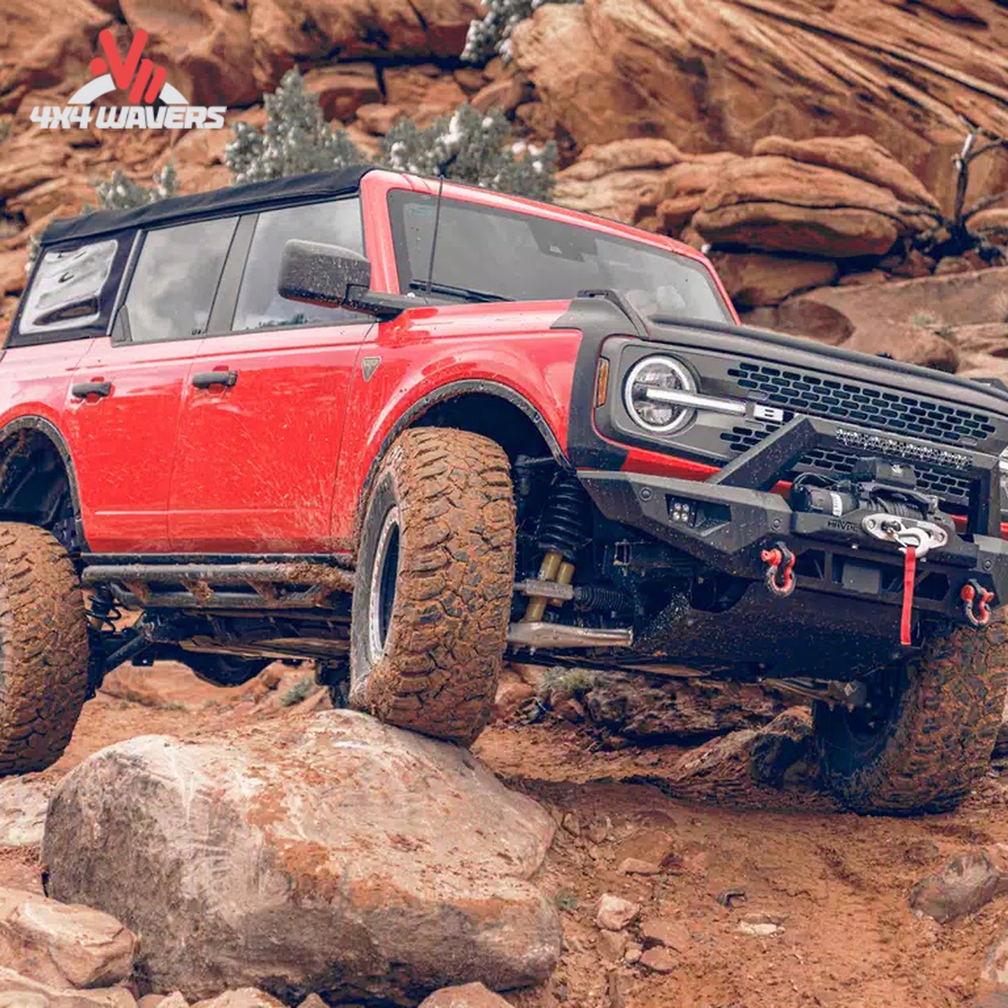 Modified Ford Bronco overland build using Havoc Steel Bender winch-ready bumper for trail protection