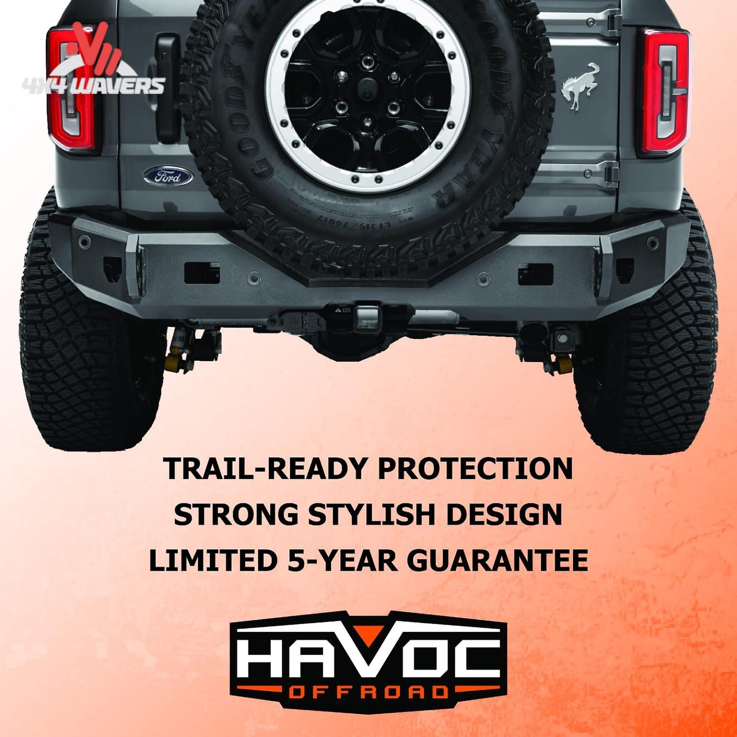 Ford Bronco with Havoc Steel Bender rear bumper off road