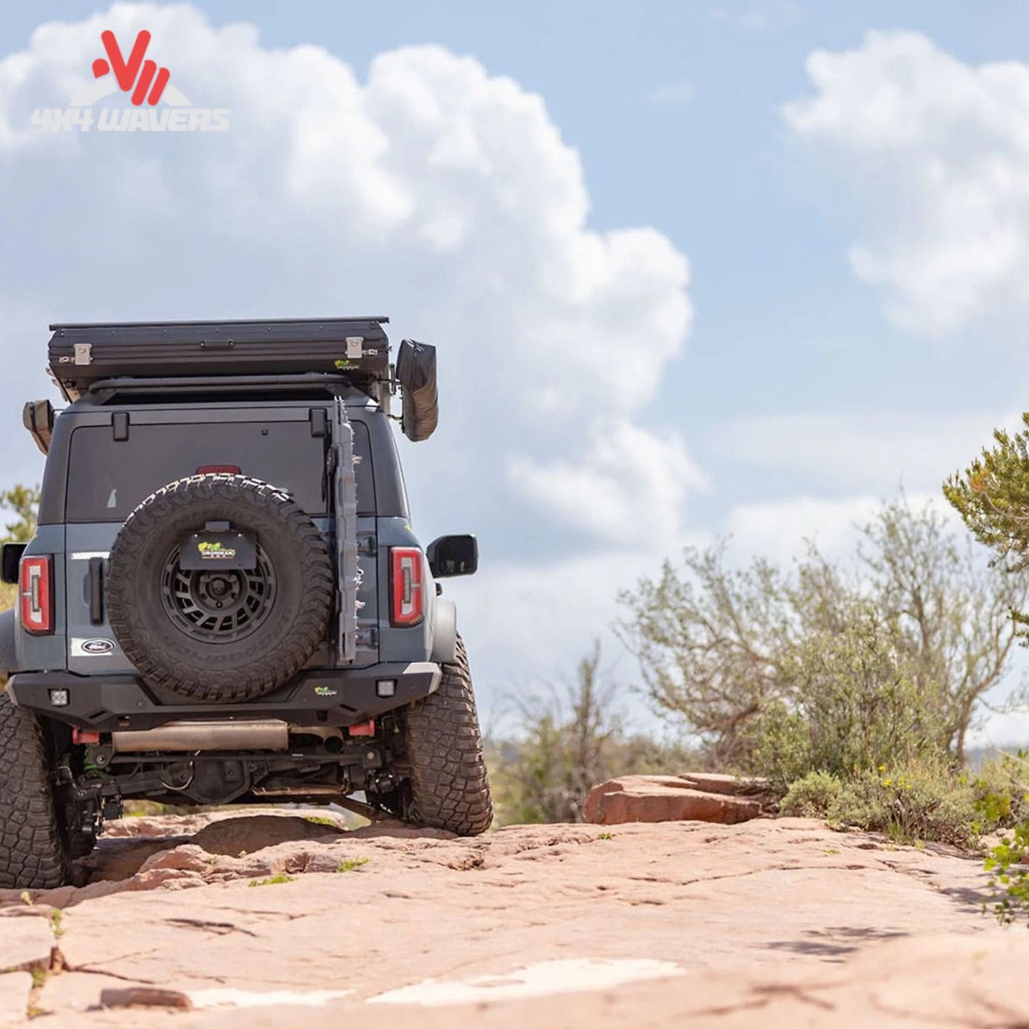 Ford Bronco equipped with Ironman RAID rear bumper for overlanding and trail protection