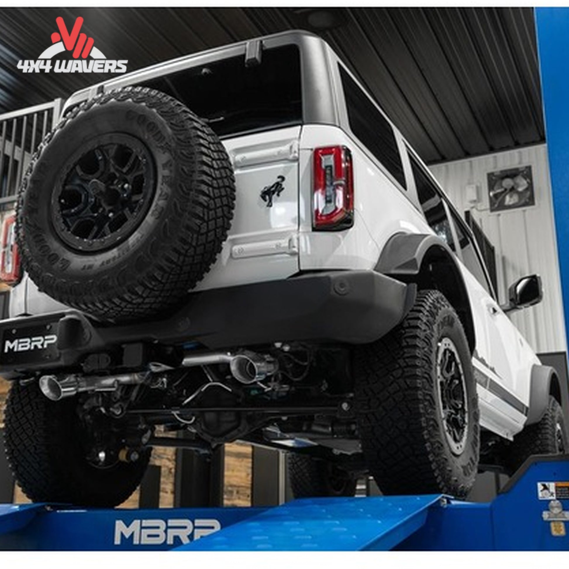 Ford Bronco equipped with MBRP dual exhaust system featuring stainless steel tips and improved exhaust flow