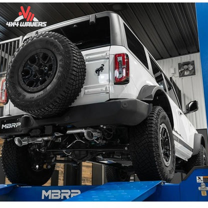 Ford Bronco equipped with MBRP dual exhaust system featuring stainless steel tips and improved exhaust flow