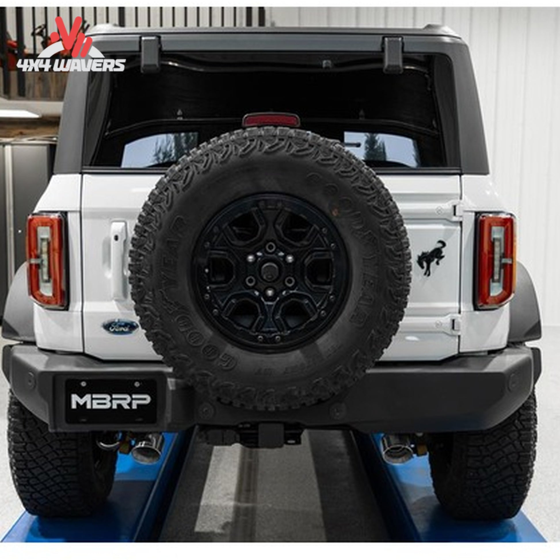 Ford Bronco equipped with MBRP dual exhaust system featuring stainless steel tips and improved exhaust flow