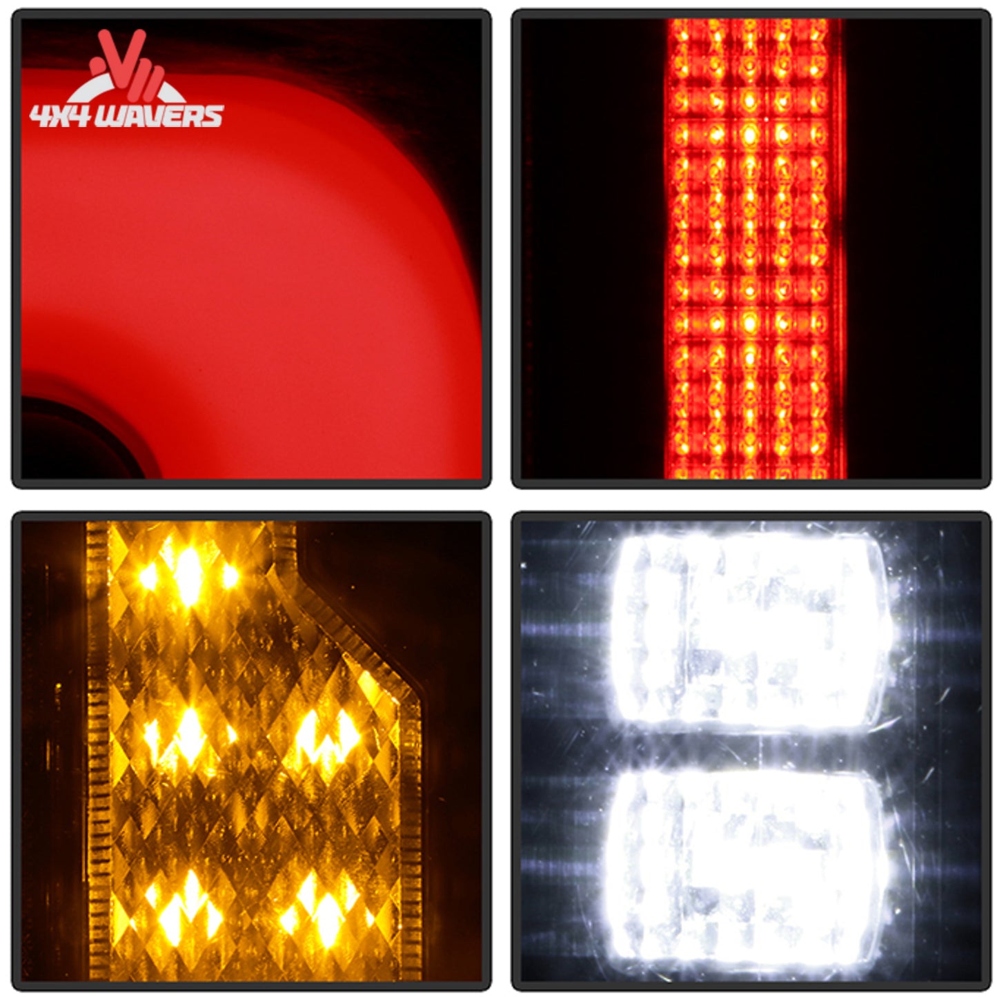 Spyder LED tail lights illuminated at night on Ford Bronco
