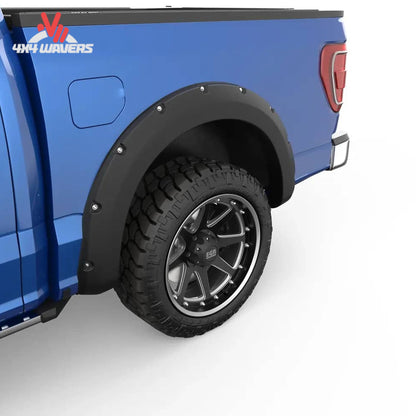 EGR bolt-on matte fender flares installed on a 2021-2026 Ford F-150 pickup truck, enhancing rugged appearance and protection.