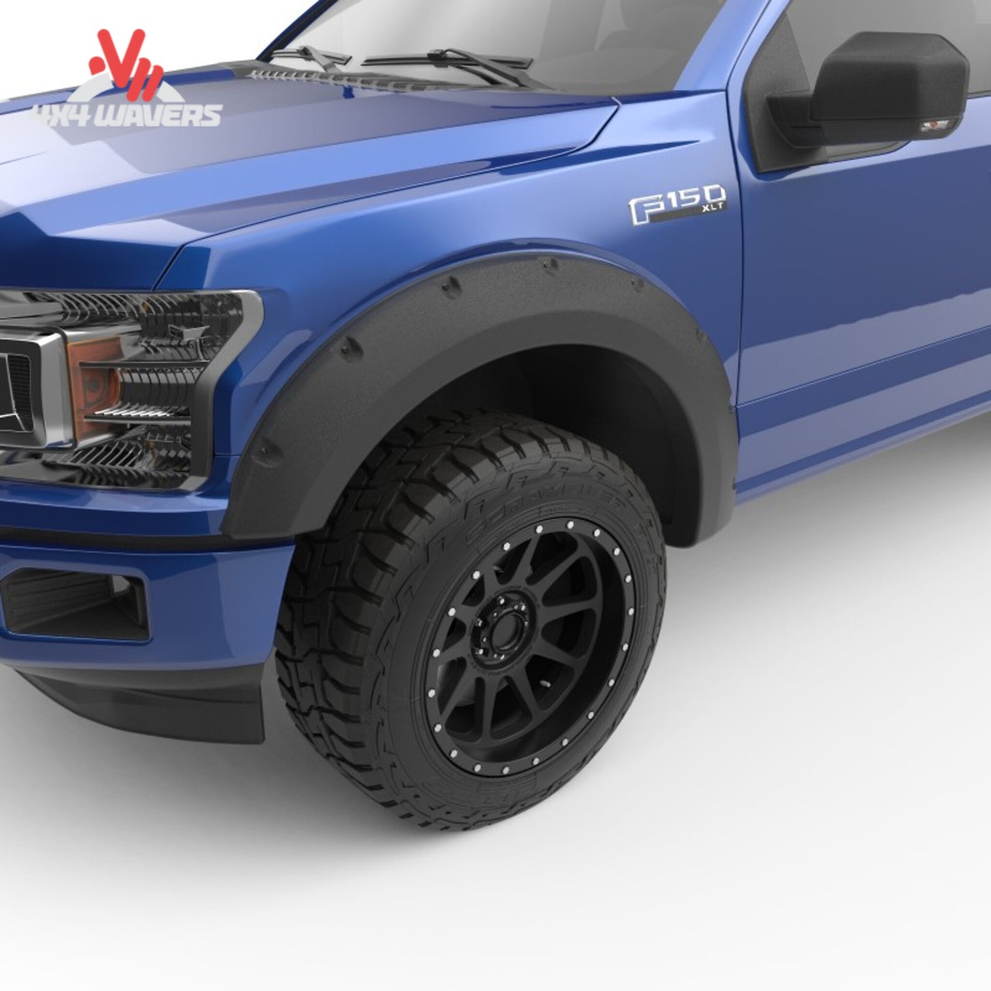 EGR bolt-style matte fender flares installed on a 2018-2020 Ford F-150 for enhanced wheel coverage and rugged style.
