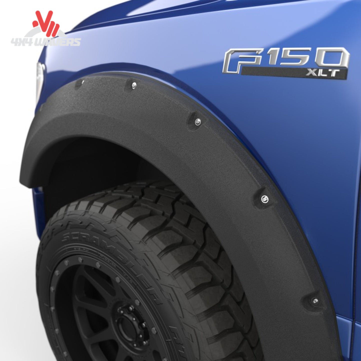 EGR bolt-style matte fender flares installed on a 2018-2020 Ford F-150 truck, providing enhanced wheel protection and rugged style.
