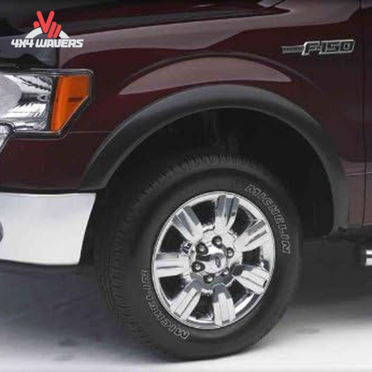 EGR OEM matte black fender flares installed on a 2009-2014 Ford F-150 for enhanced wheel protection and rugged style.