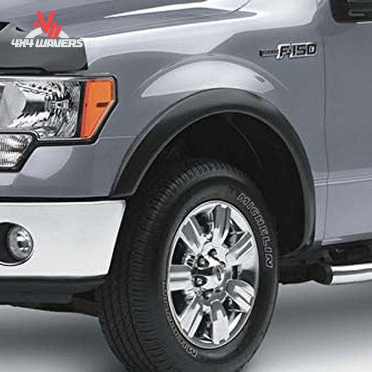 EGR OEM matte black Fender Flares installed on a 2009-2014 Ford F-150 truck, enhancing wheel arch protection and style.