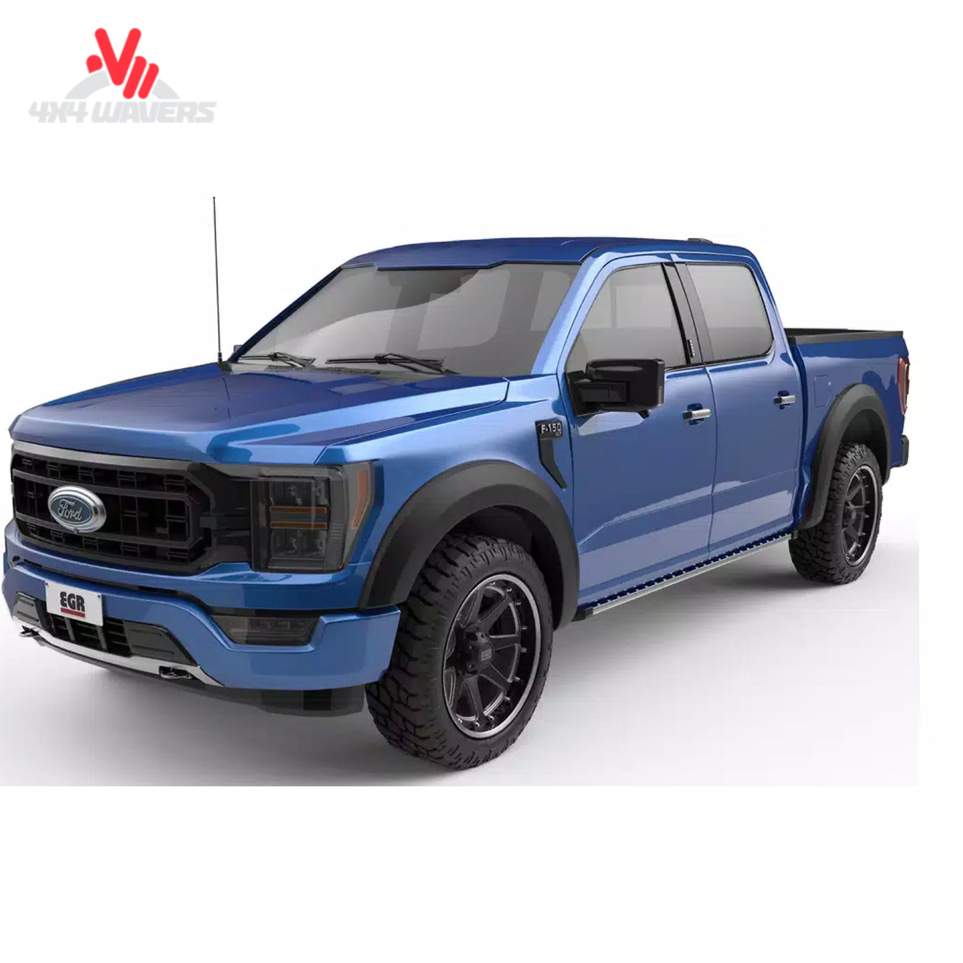 EGR Rugged Fender Flares in matte finish installed on a 2021-2026 Ford F-150 truck, enhancing protection and rugged style.