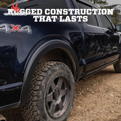 Husky OE Style Fender Flares installed on a 2021-2026 Ford F-150, durable black fender flares for enhanced truck protection.