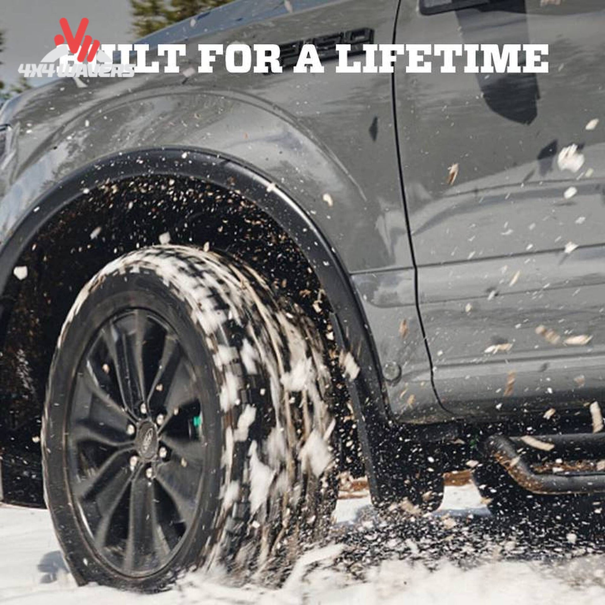 Husky OE Style Fender Flares installed on a 2021-2026 Ford F-150 truck, enhancing wheel arch protection and style.