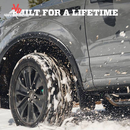 Husky OE Style Fender Flares installed on a 2021-2026 Ford F-150 truck, enhancing wheel arch protection and style.