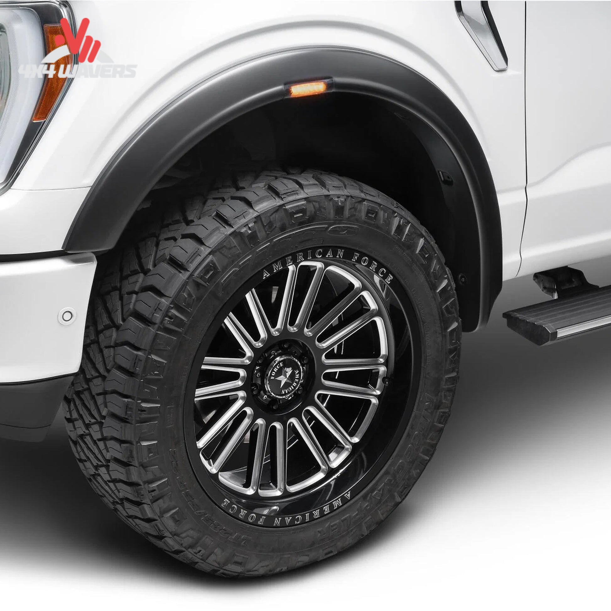 Husky RVL Style Fender Flares with integrated LED lights installed on a 2021-2026 Ford F-150 pickup truck.