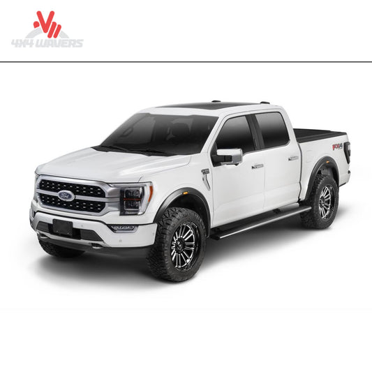 Husky RVL Style Fender Flares with integrated lights installed on a 2021-2026 Ford F-150 truck for rugged off-road look.