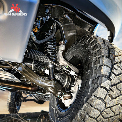 Ford F-150 with ICON Vehicle Dynamics Tubular Upper Control Arm Kit with Delta Joint installed, showcasing upgraded control arms.