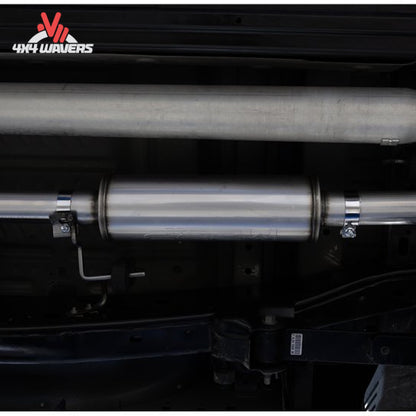 Ford F-150 with MBRP Armor Pro 3-Inch Cat-Back Exhaust system and polished dual side tips installed.