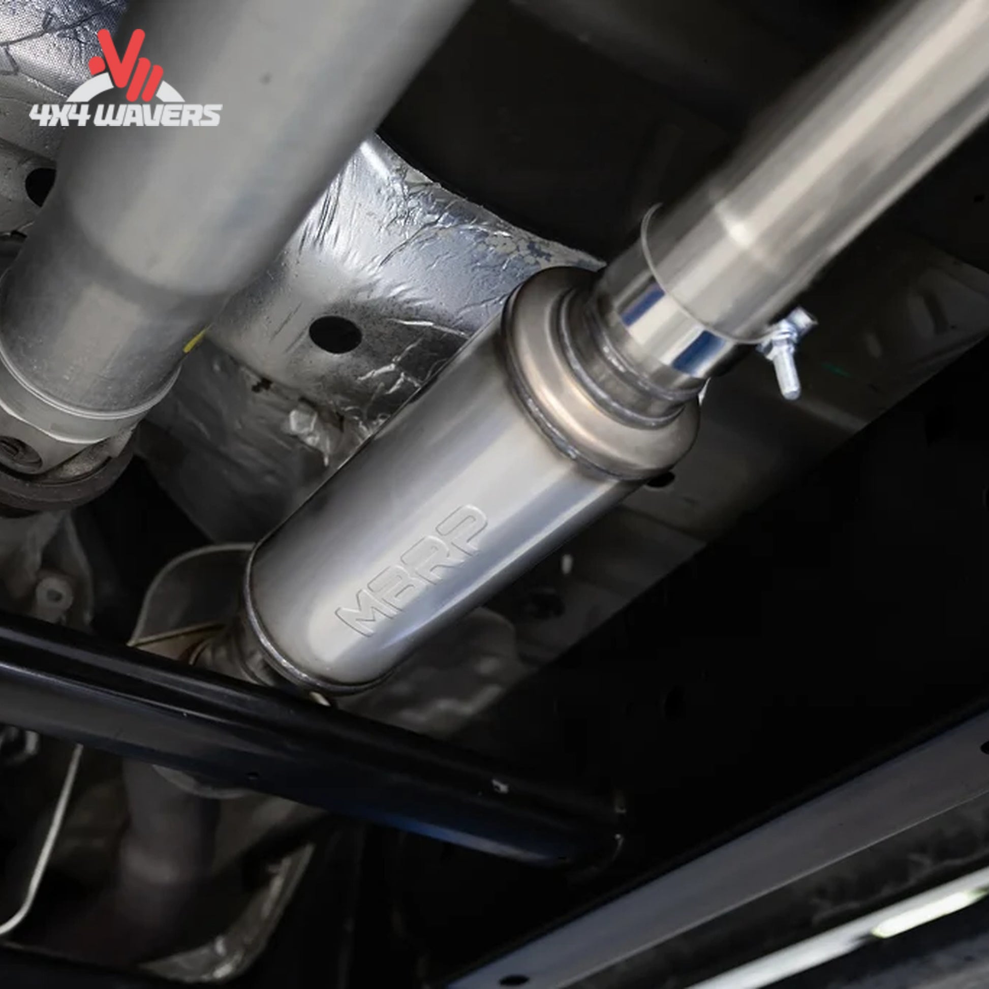 Ford F-150 with MBRP Armor Pro 3-inch cat-back exhaust system and polished dual side tips installed.