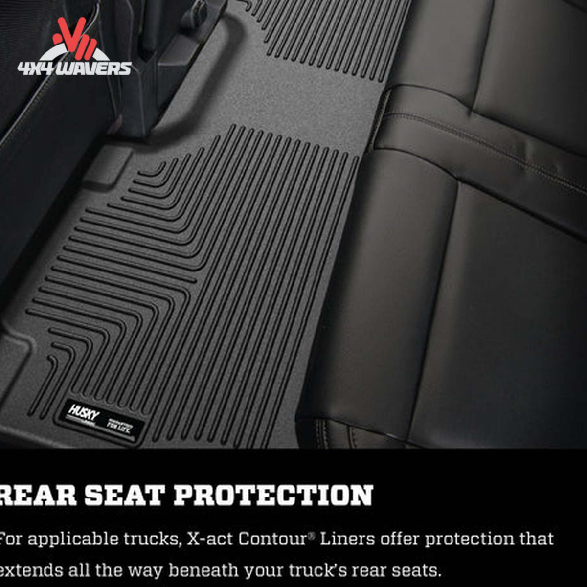 Husky X-act Contour front and second row floor liners installed in a 20215-26 Ford F-150 SuperCrew, protecting vehicle floors.