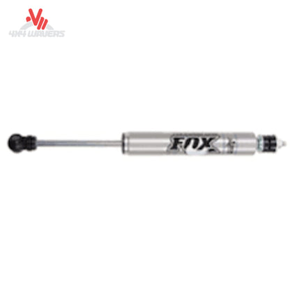 Close up of clear anodized aluminum body and heat treated alloy steel shaft on FOX shock SKU BDS98224719