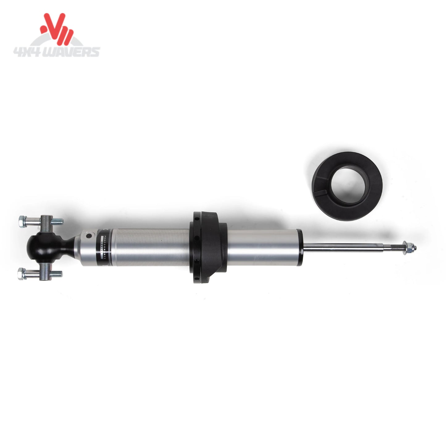 FOX 2.5 aluminum front coilover shock with Hydraulic Top-Out technology for lifted Ford Bronco suspension