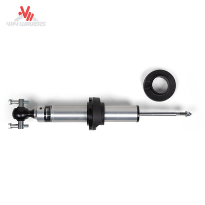 FOX 2.5 aluminum front coilover shock with Hydraulic Top-Out technology for lifted Ford Bronco suspension