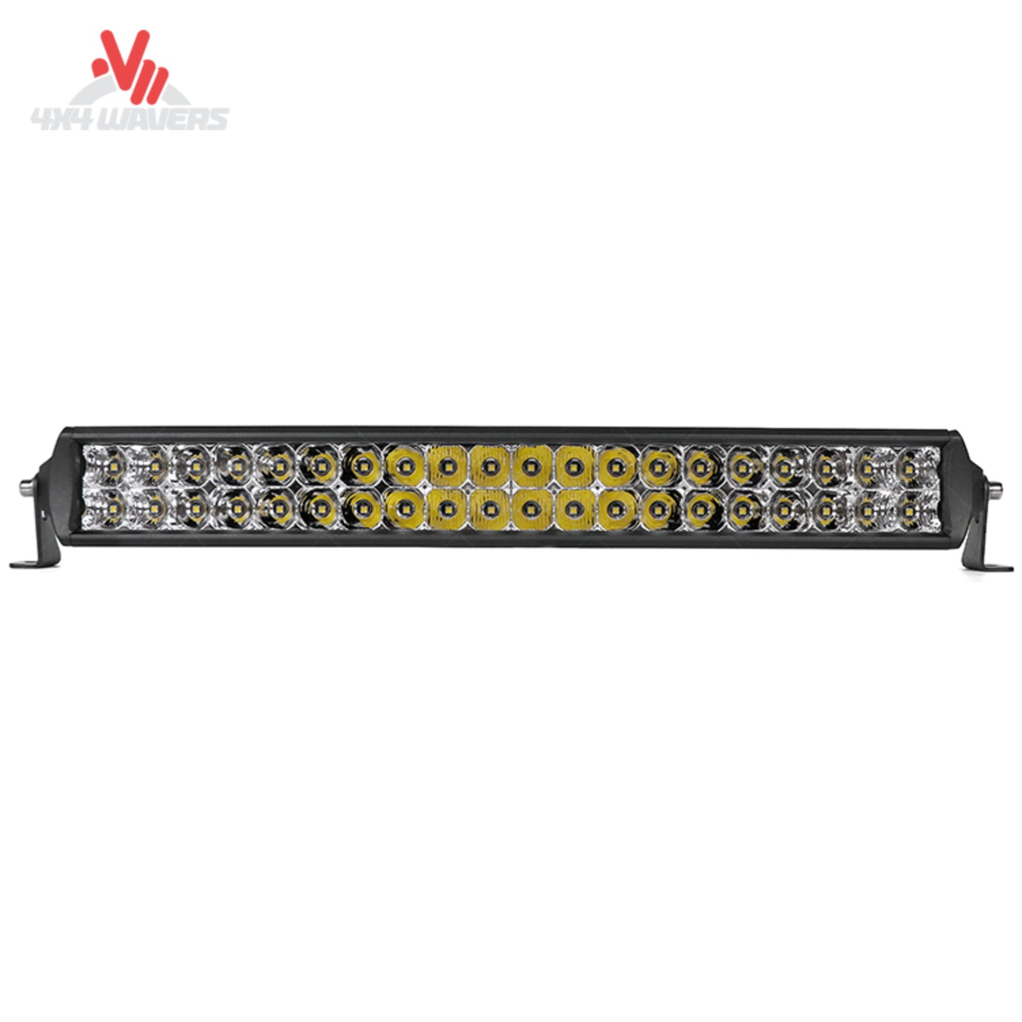 Go Performance barra de luz LED curva de doble fila de 20 pulgadas con haz combinado, diseñada para vehículos todoterreno, vista frontal mostrando las matrices LED