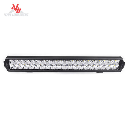 Barra de luz LED Go Performance L6 de 20 pulgadas, de doble fila, vista frontal con opciones de haz puntual y amplio, iluminación todoterreno para vehículos.