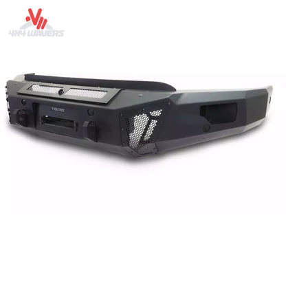 Go Rhino BR6 front bumper replacement for 2018-2020 Ford F-150, textured black bumper with rugged design and winch-ready features.