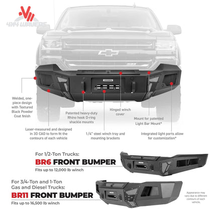 Go Rhino BR6 winch-ready front bumper in textured black for 2018-2020 Ford F-150 pickup truck.