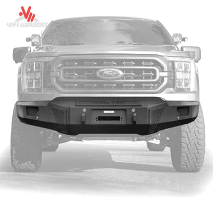 Go Rhino BR6 Winch-Ready Front Bumper for 2021-2023 Ford F-150 in textured black, showcasing rugged bumper replacement.