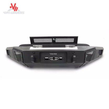 Go Rhino BR6 winch-ready front bumper replacement with hinged cover hatch for 2018-2020 Ford F-150 trucks.