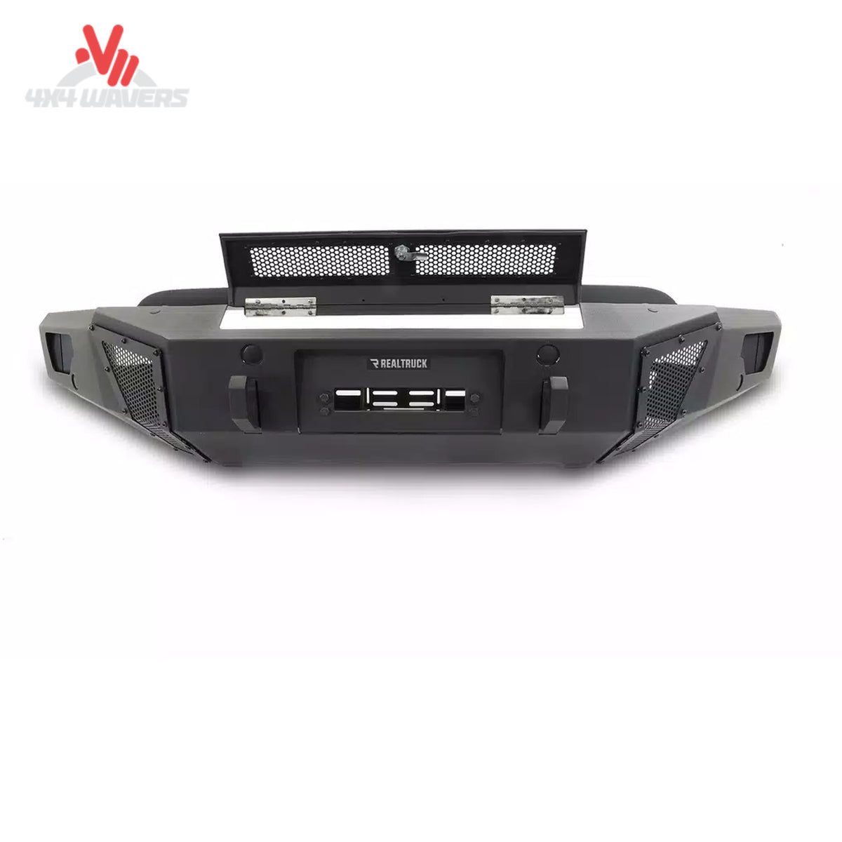 Go Rhino BR6 winch-ready front bumper replacement for 2021-2023 Ford F-150, featuring hinged winch cover and rugged design.