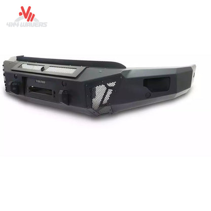 Go Rhino BR6 winch-ready front bumper with integrated light ports and mesh plates on a 2021-2023 Ford F-150.