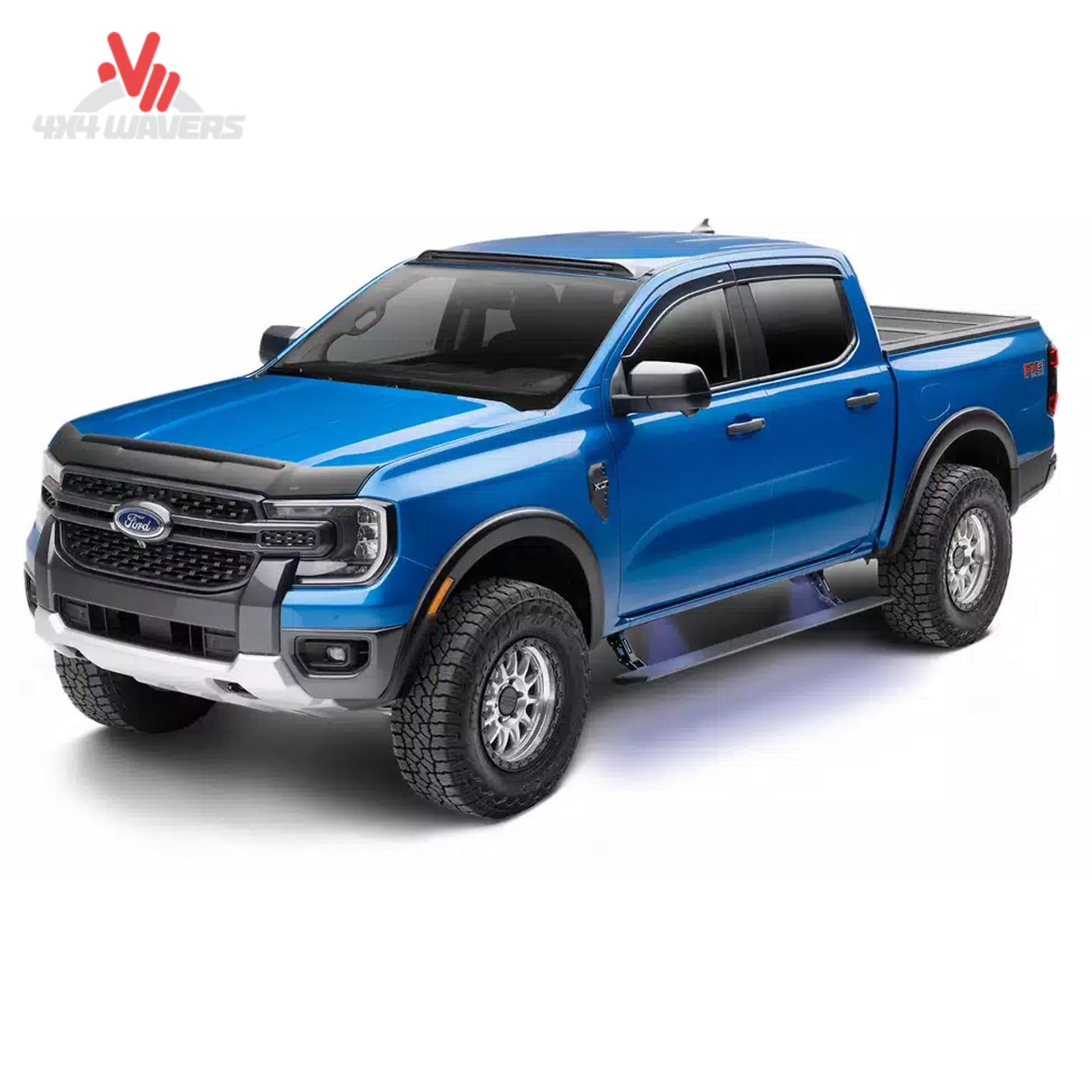 Go Rhino E1 electric power running boards installed on a 2015-2026 Ford F-150 and Super Duty Crew Cab truck.