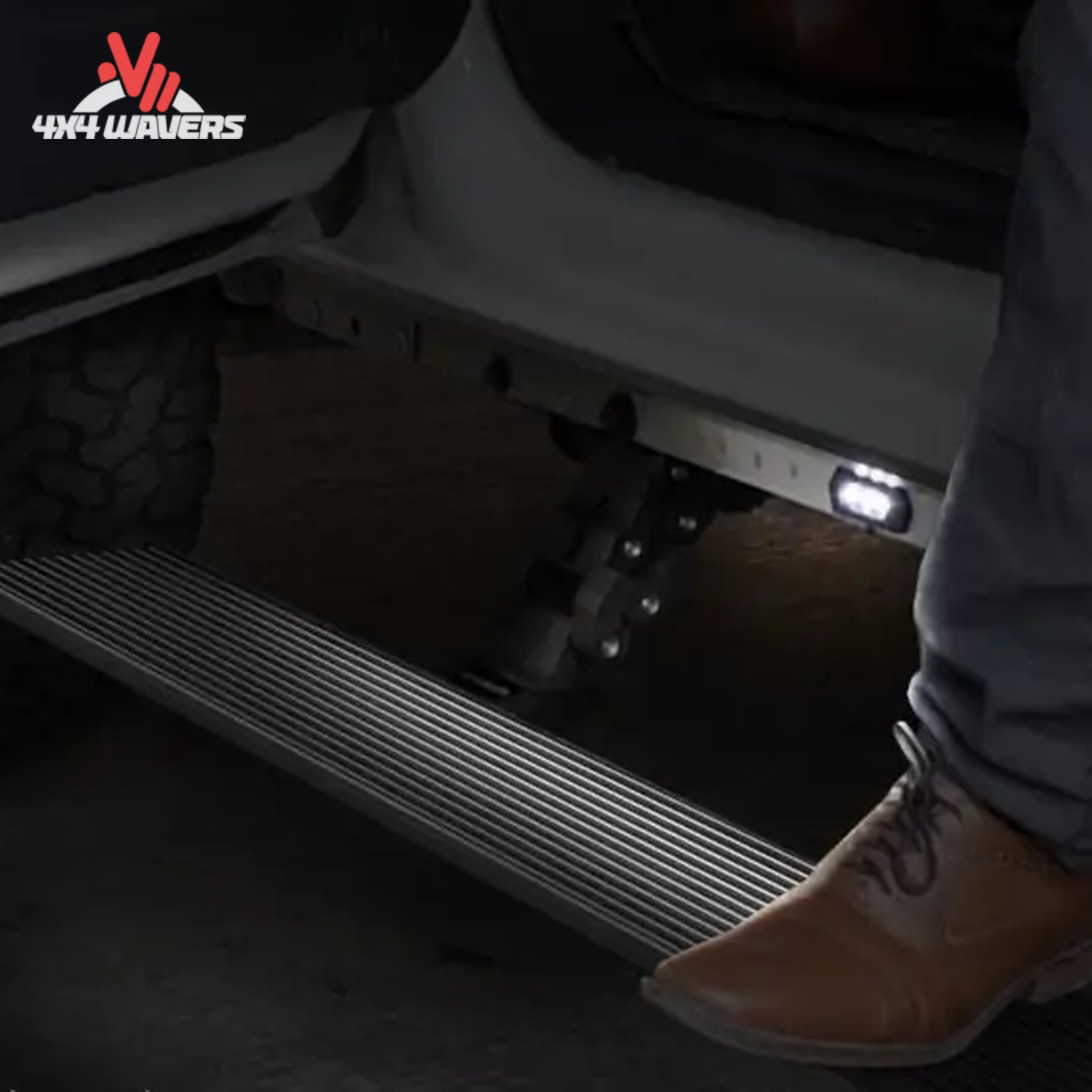 LED illuminated Go Rhino E1 electric running boards