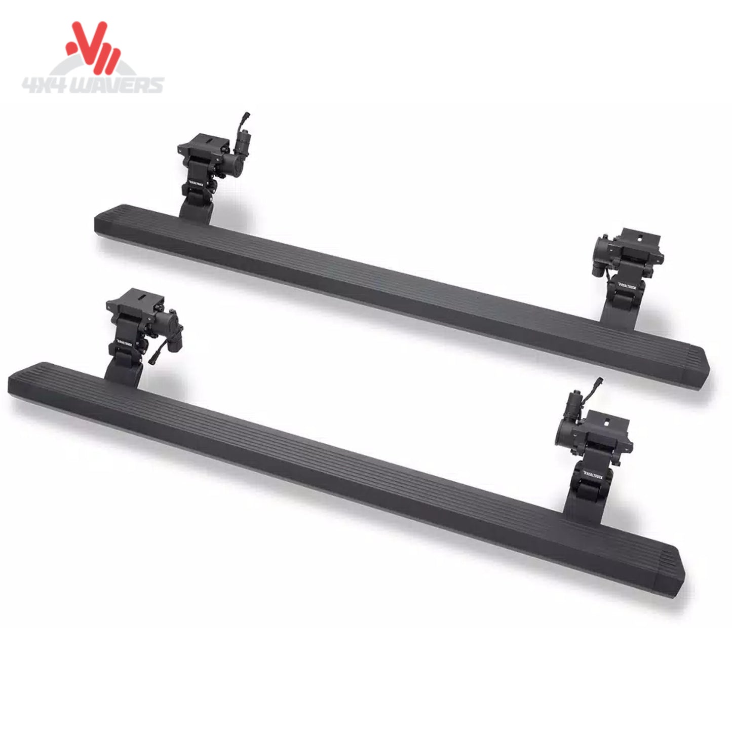 alt
Tablas retráctiles eléctricas Go Rhino E1 bajo un Jeep Wrangler JL de 4 puertas 2018–2025, mostrando el diseño del escalón y un acabado elegante.