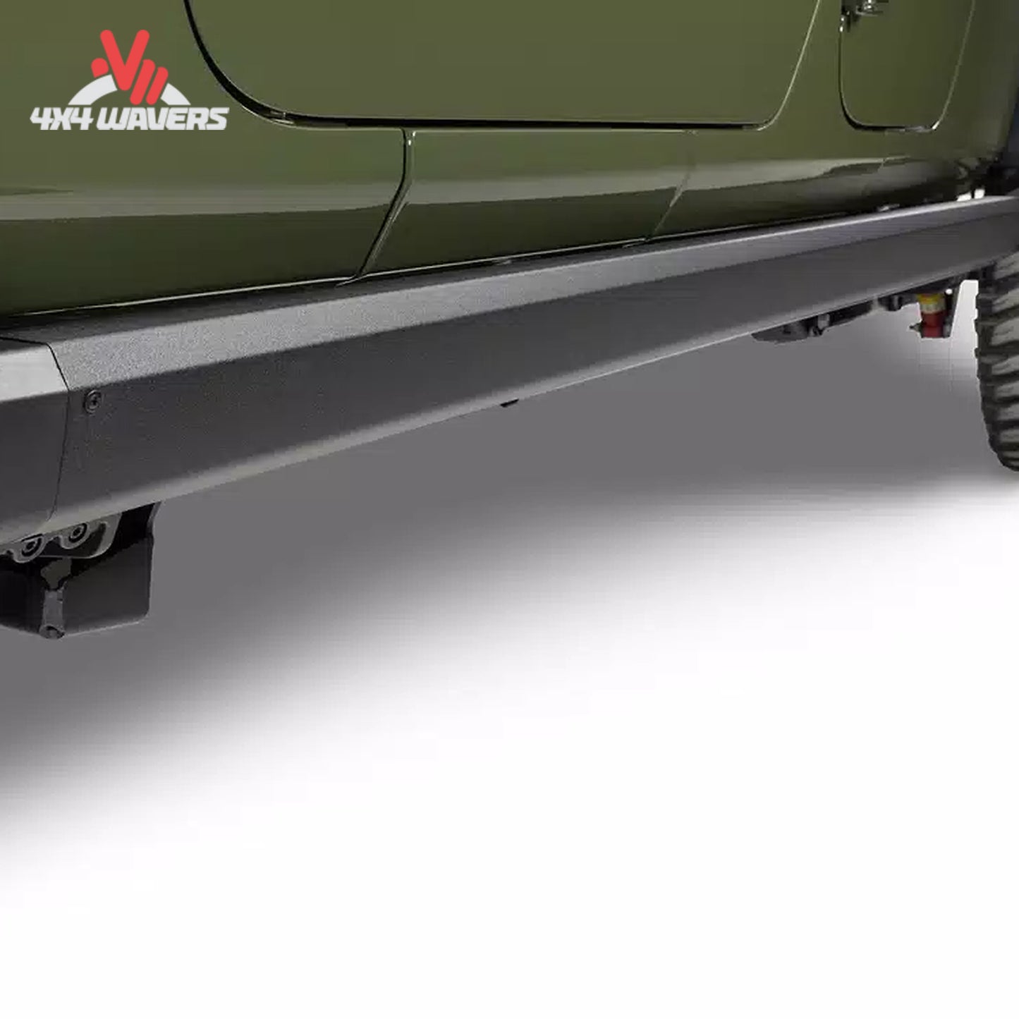 alt
Estribos retráctiles de perfil bajo ocultos bajo la carrocería del Jeep Gladiator