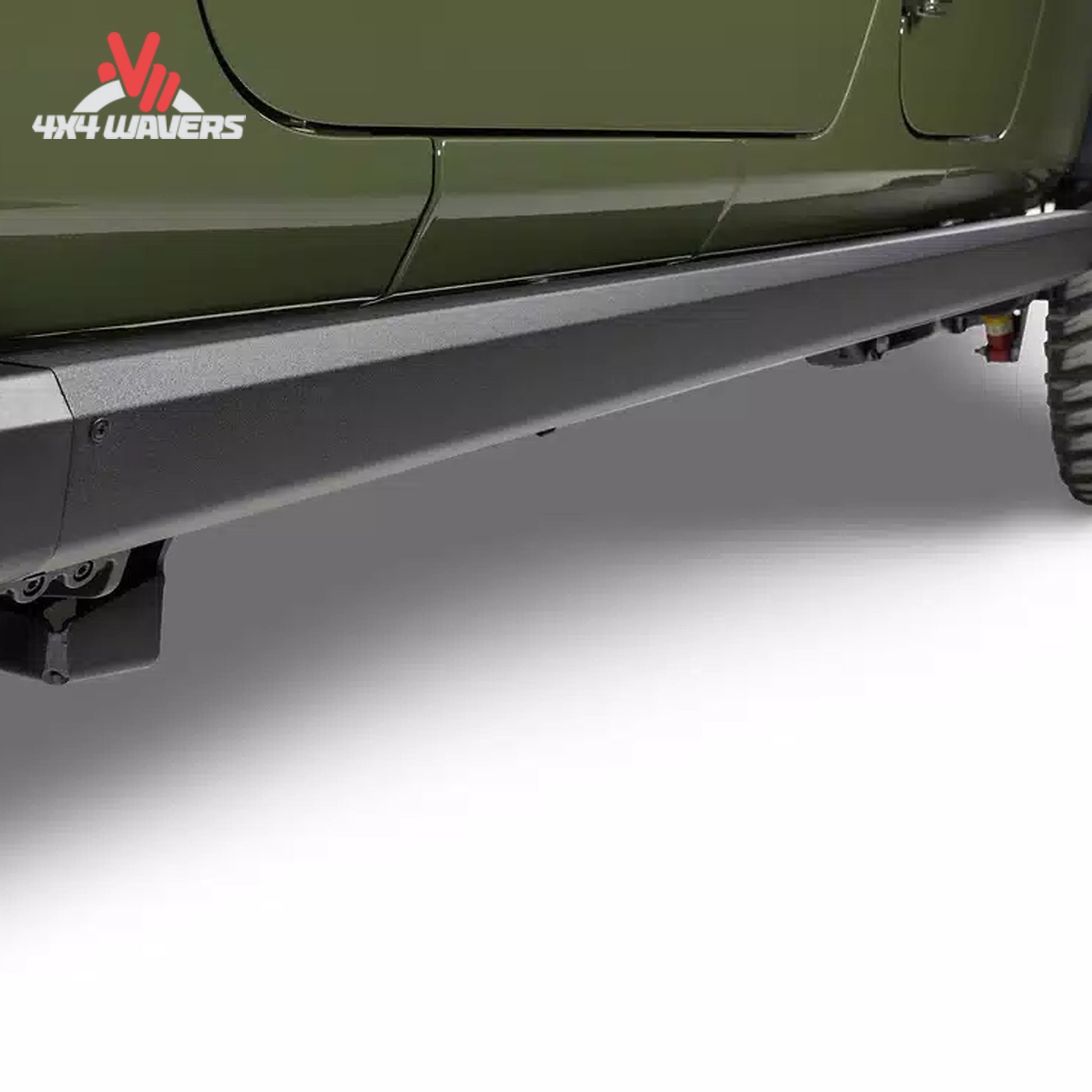 alt
Estribos retráctiles de perfil bajo ocultos bajo la carrocería del Jeep Gladiator
