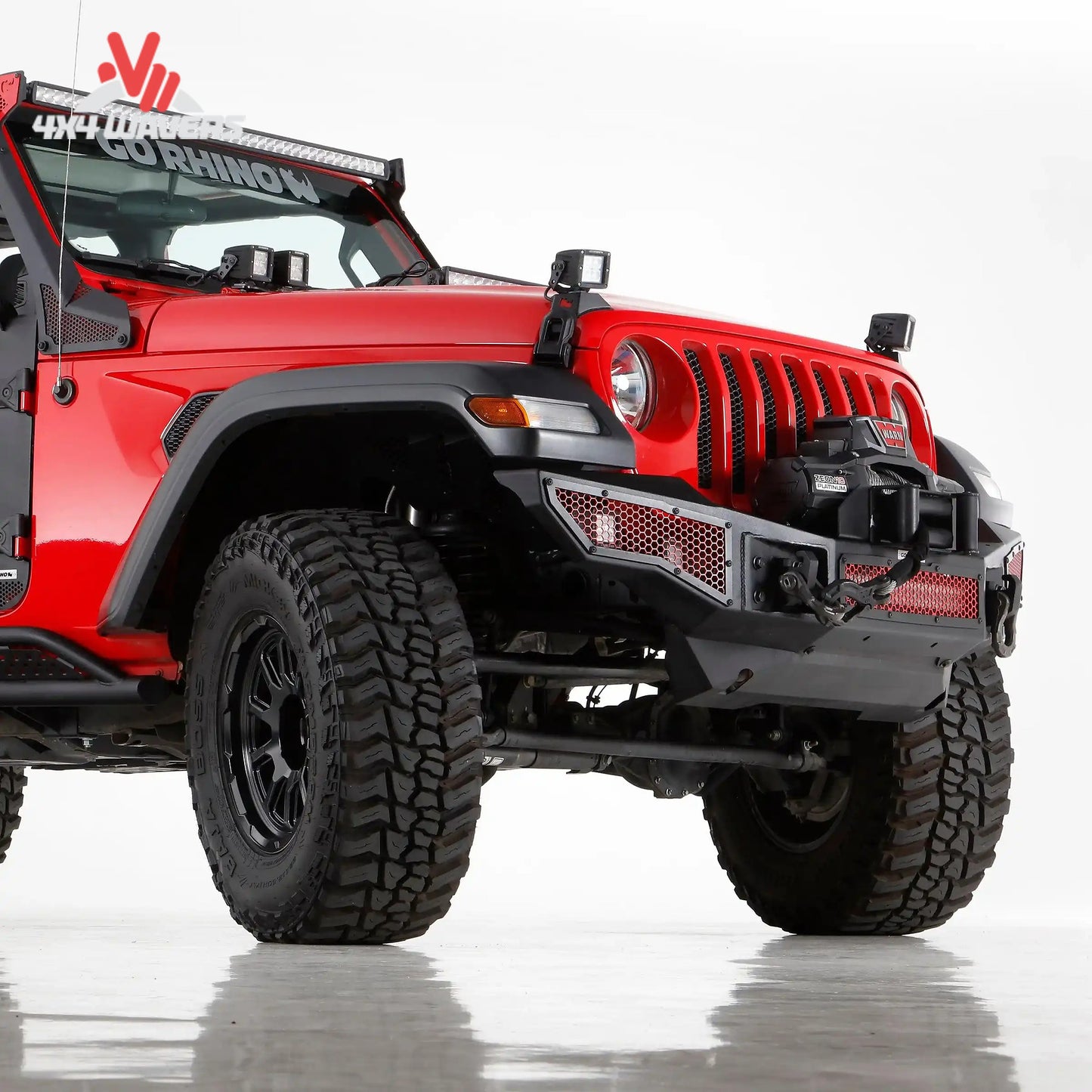 Placa protectora frontal Rockline Go Rhino para Jeep Wrangler JL 2018-2025, protector de motor de acero que protege los bajos del vehículo.