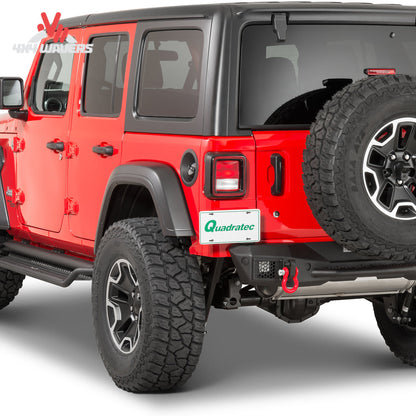 Parachoques trasero corto Go Rhino Rockline instalado en Jeep Wrangler JL