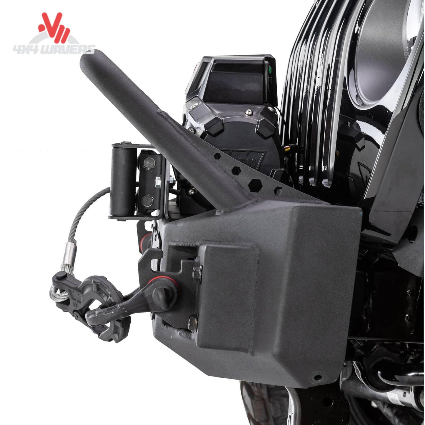 Parachoques Winch Stubby Rockline de Go Rhino para Jeep Wrangler JK/JL y Gladiator JT con soporte para instalar el winch.